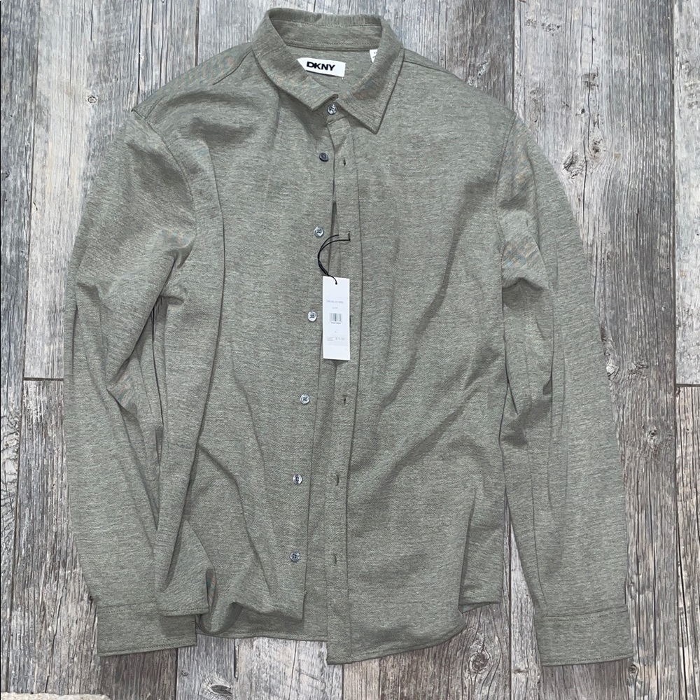 DKNY Men's Olive Button Down Shirt